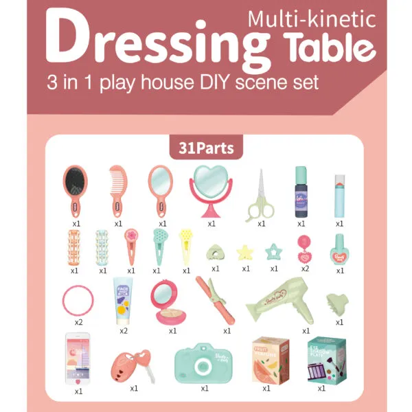 RP504-1A_Dressing Table-3 in 1 Play House DIY Scene Set_Accessories