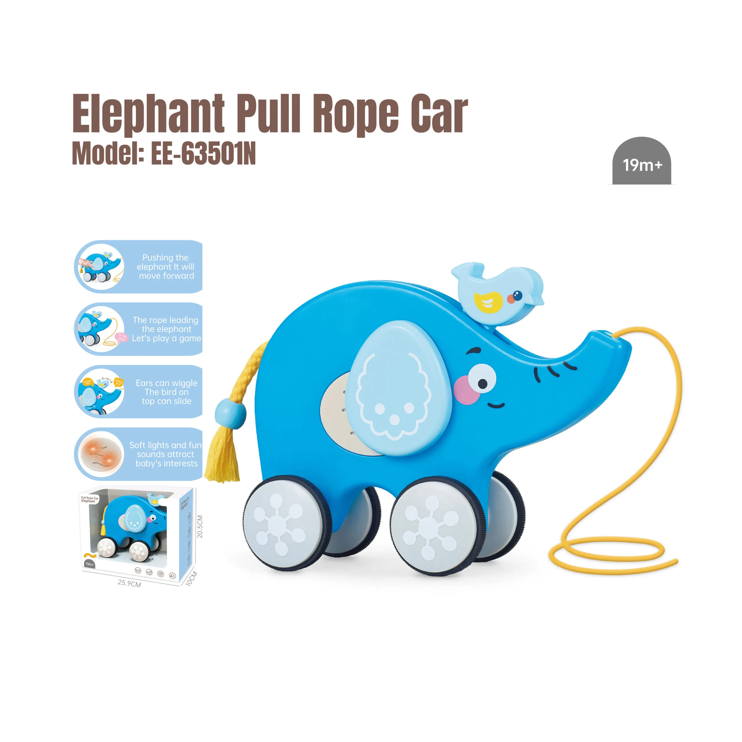 Elephant Pull Rope Car