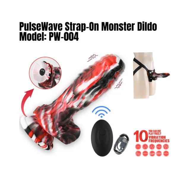 PW-004 PulseWave Strap-On Monster Dildo