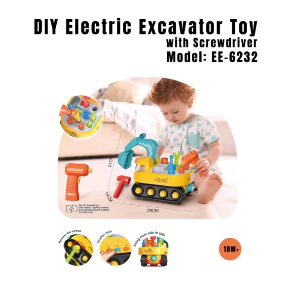 EE-6232 DIY Electric Excavator Toy with Screwdriver