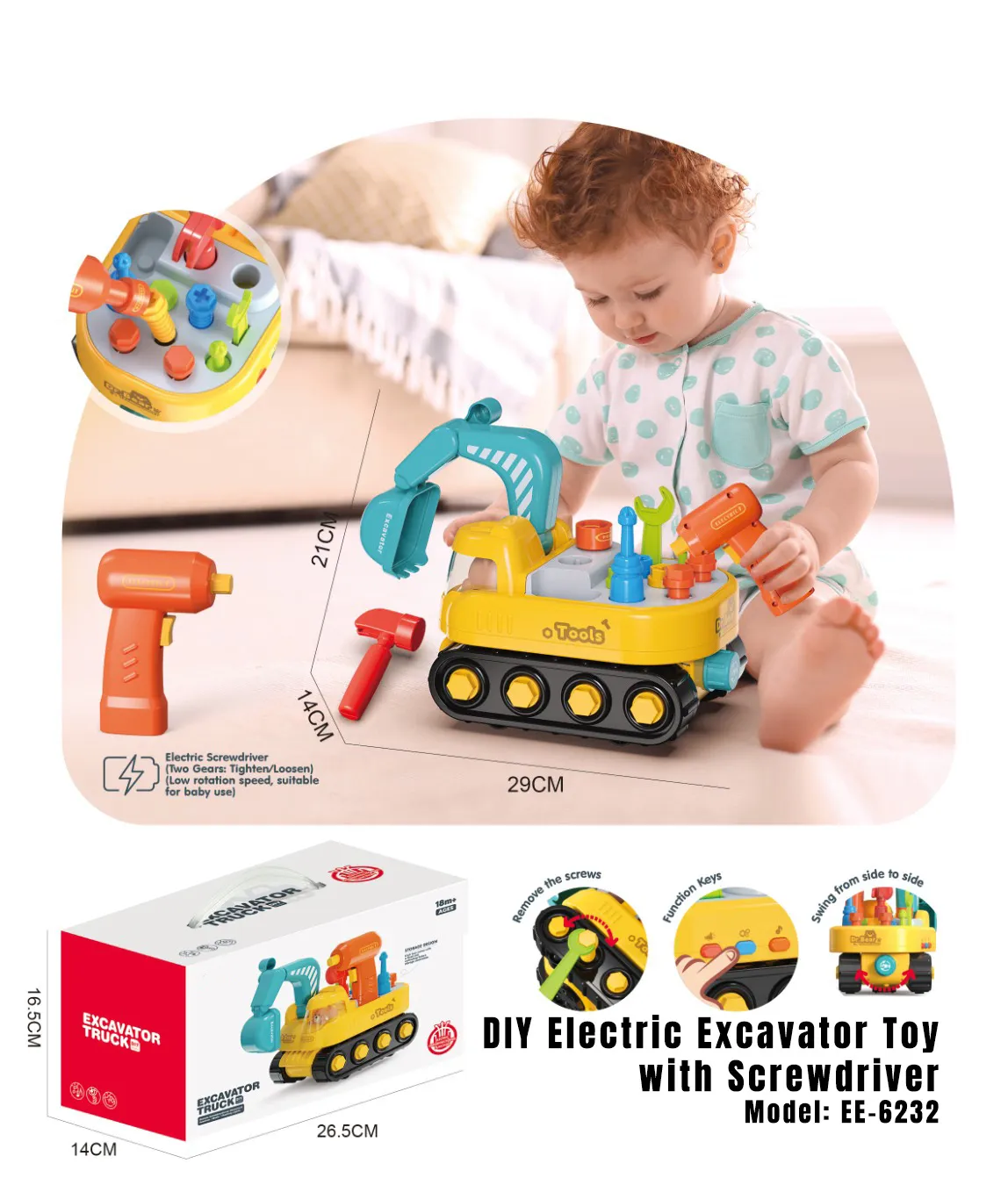 EE-6232 DIY Electric Excavator Toy with Screwdriver_1