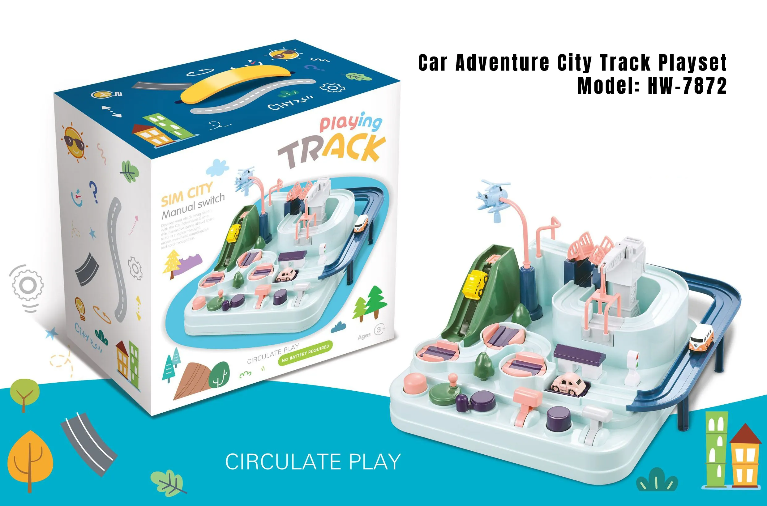 HW-7872 Car Adventure City Track Playset_1