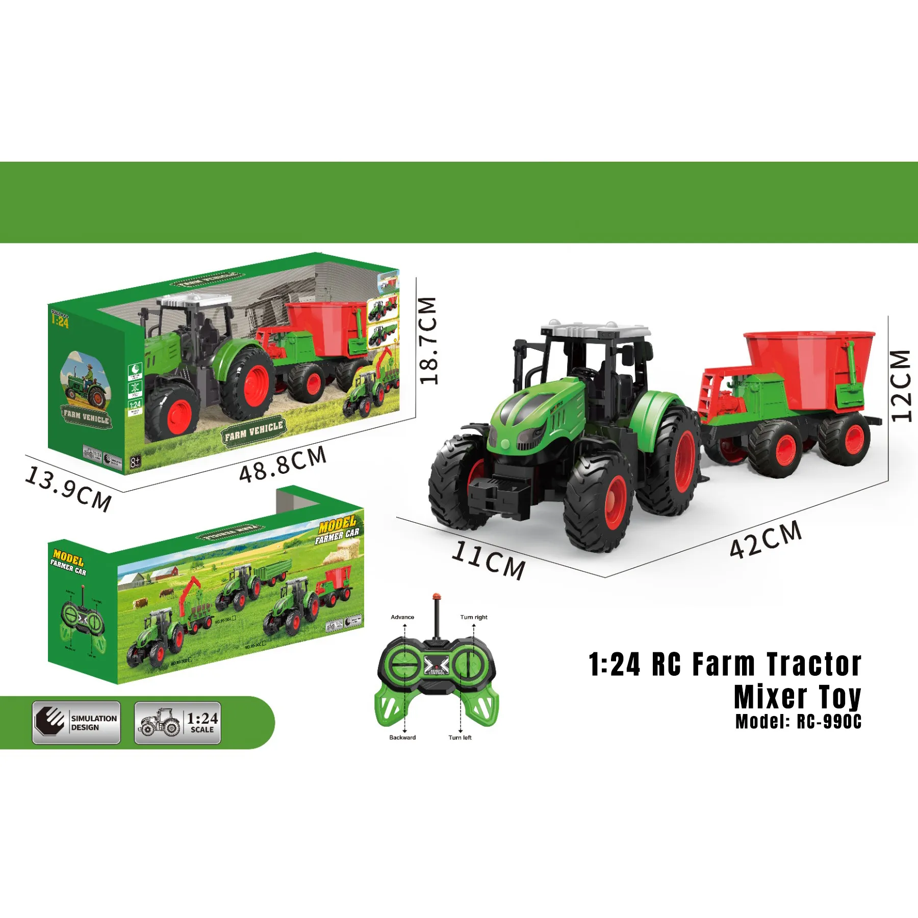 RC-990C 1-24 RC Farm Tractor Mixer Toy_1