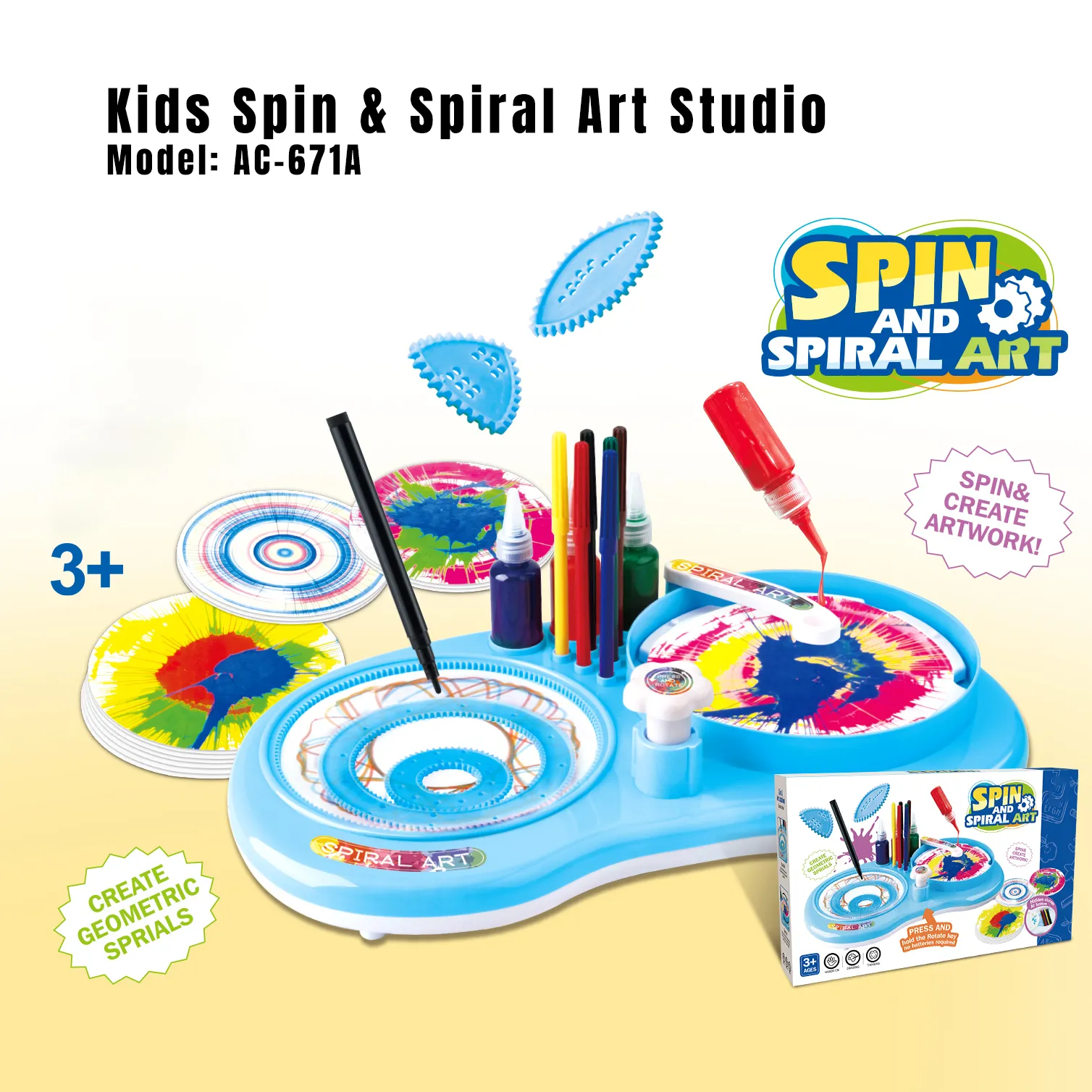 AC-671A Kids Spin & Spiral Art Studio