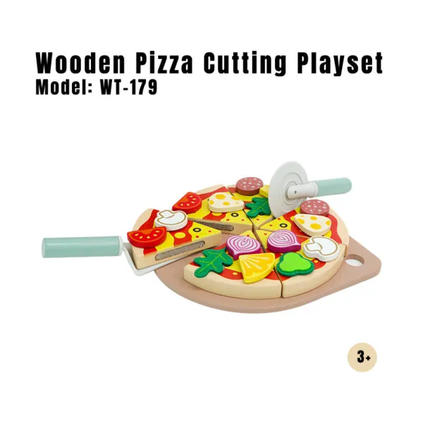 WT-179 Wooden Pizza Cutting Playset