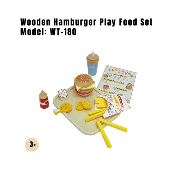 WT-180 Wooden Hamburger Play Food Set