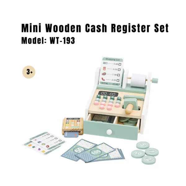 WT-193 Mini Wooden Cash Register Set