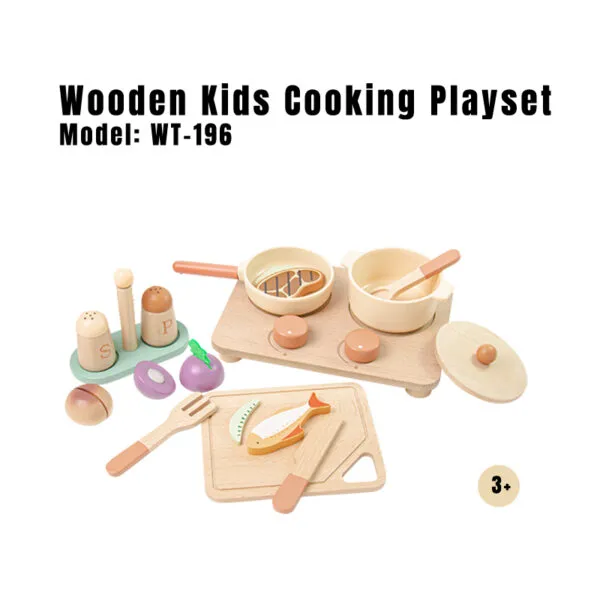 WT-196 Wooden Kids Cooking Playset