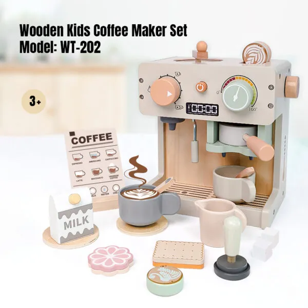 WT-202 Wooden Kids Coffee Maker Set