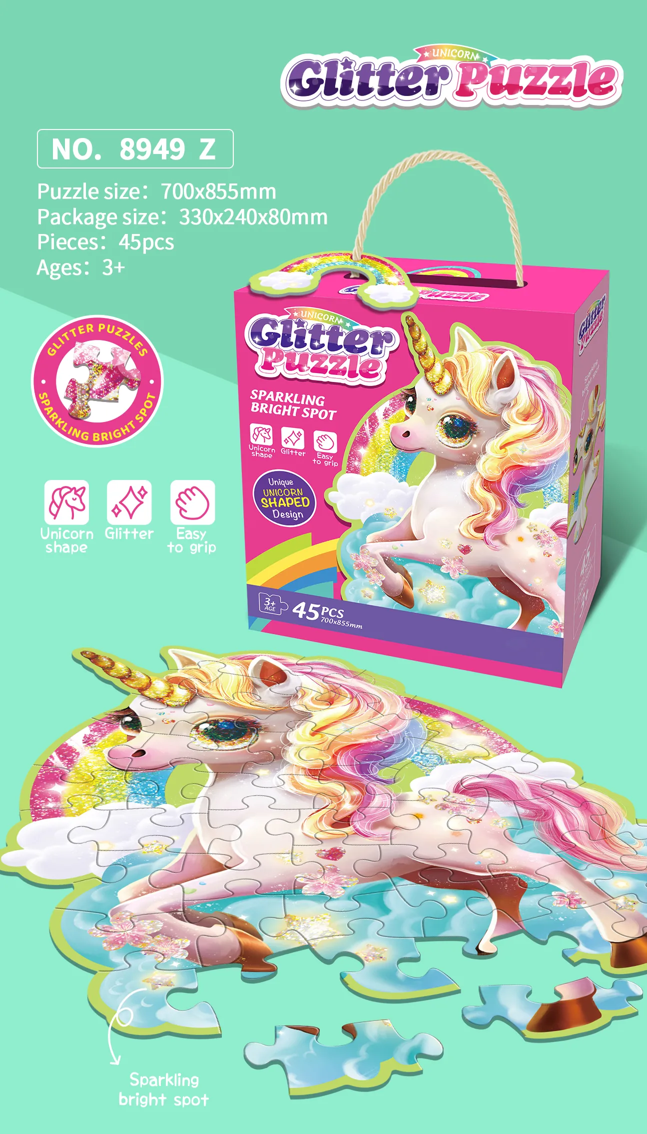 GP-8949Z Unicorn Glitter Puzzle 2