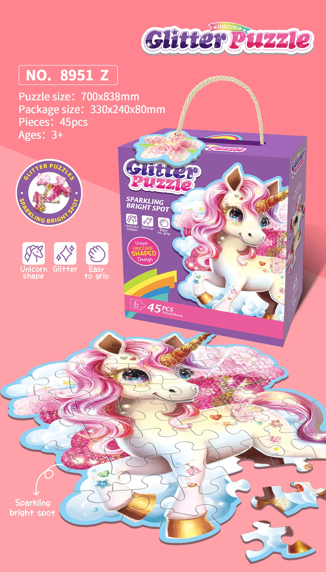 GP-8951Z Unicorn Glitter Puzzle