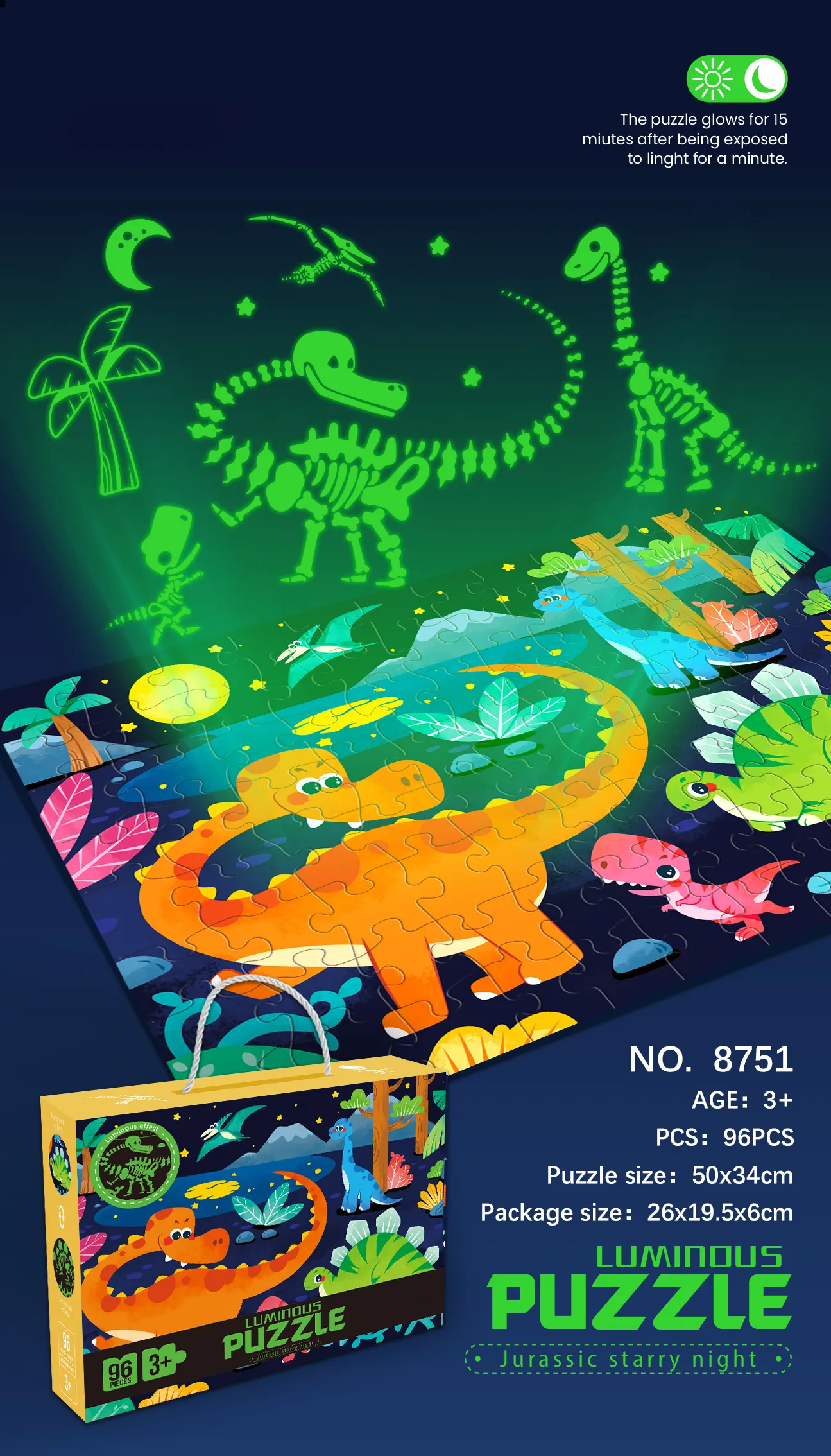 LP-8751 Luminous Puzzle Jurassic Starry Night