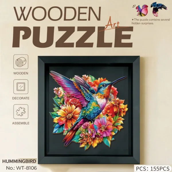 WT-8106 Wooden Hummingbird Frame Puzzle