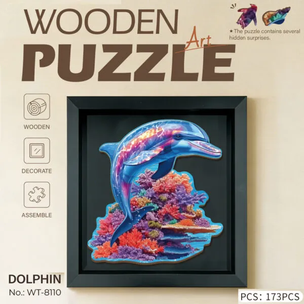 WT-8110 Wooden Dolphin Frame Puzzle
