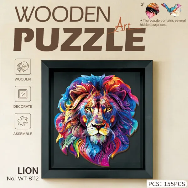 WT-8112 Wooden Lion Frame Puzzle