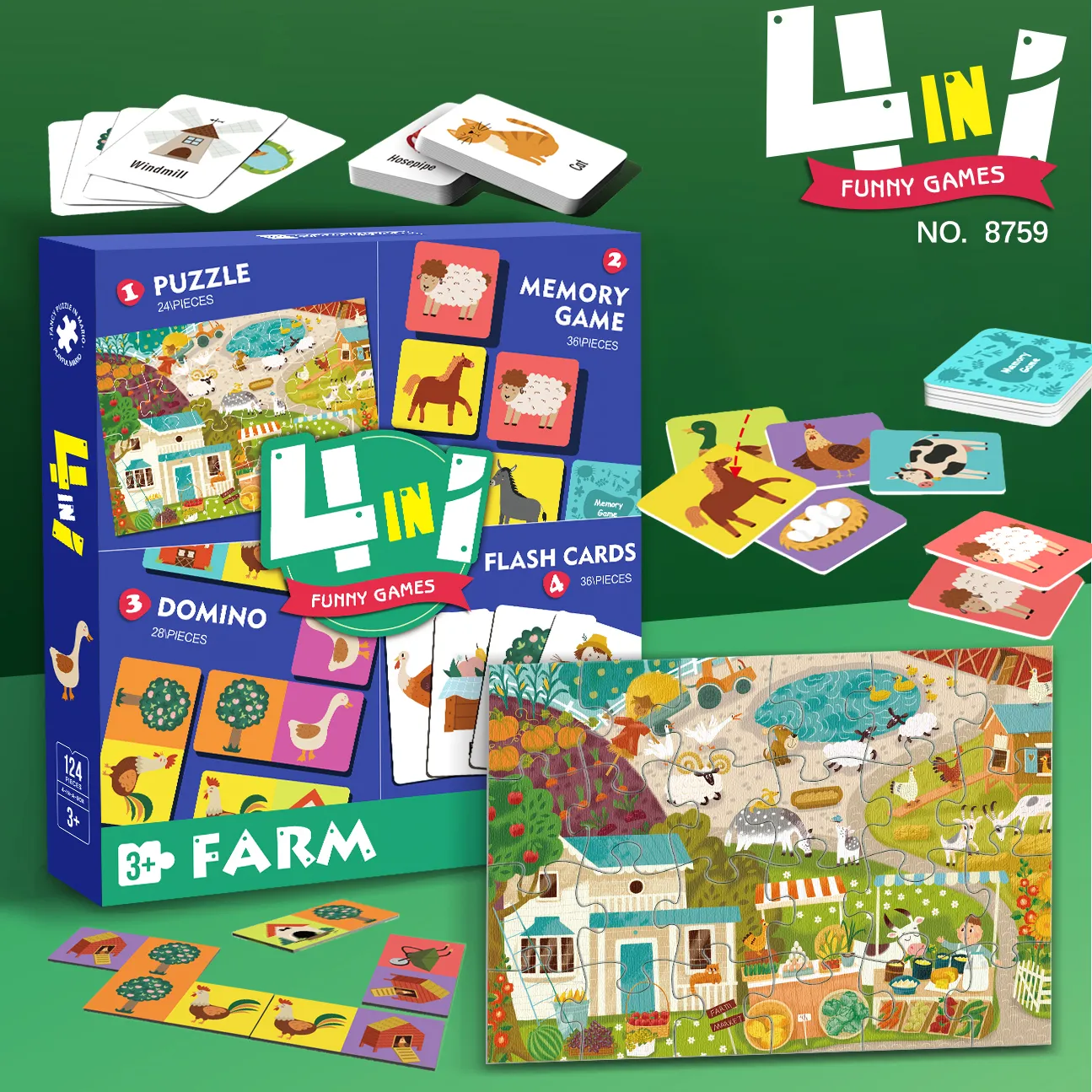 8759 4-in-1 Educational Puzzle Set_Animal