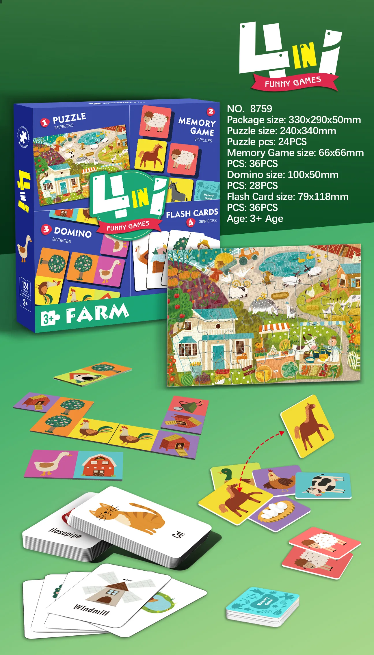 8759 4-in-1 Educational Puzzle Set_Animal_2