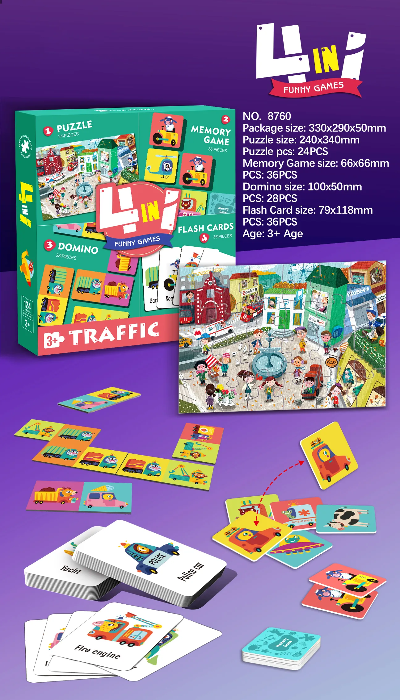 8760 4-in-1 Educational Puzzle Set_Traffic