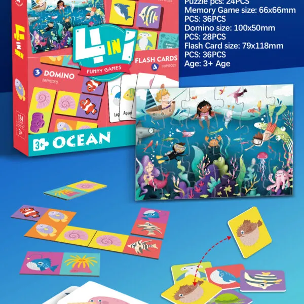 8761 4-in-1 Educational Puzzle Set_Ocean
