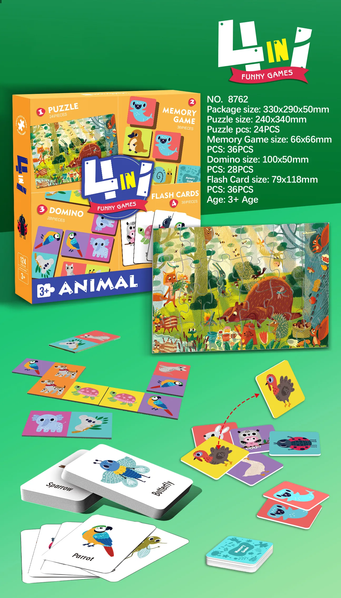 8762 4-in-1 Educational Puzzle Set_Animal