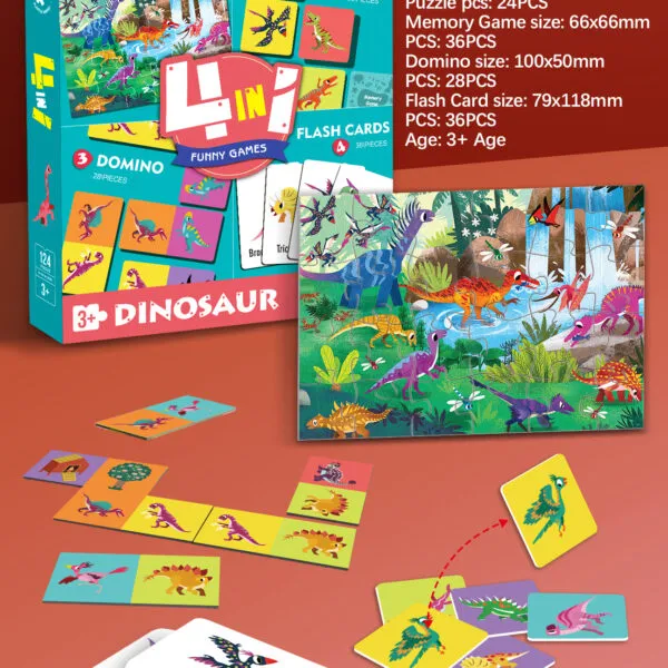 8763 4-in-1 Educational Puzzle Set_Dinosaur