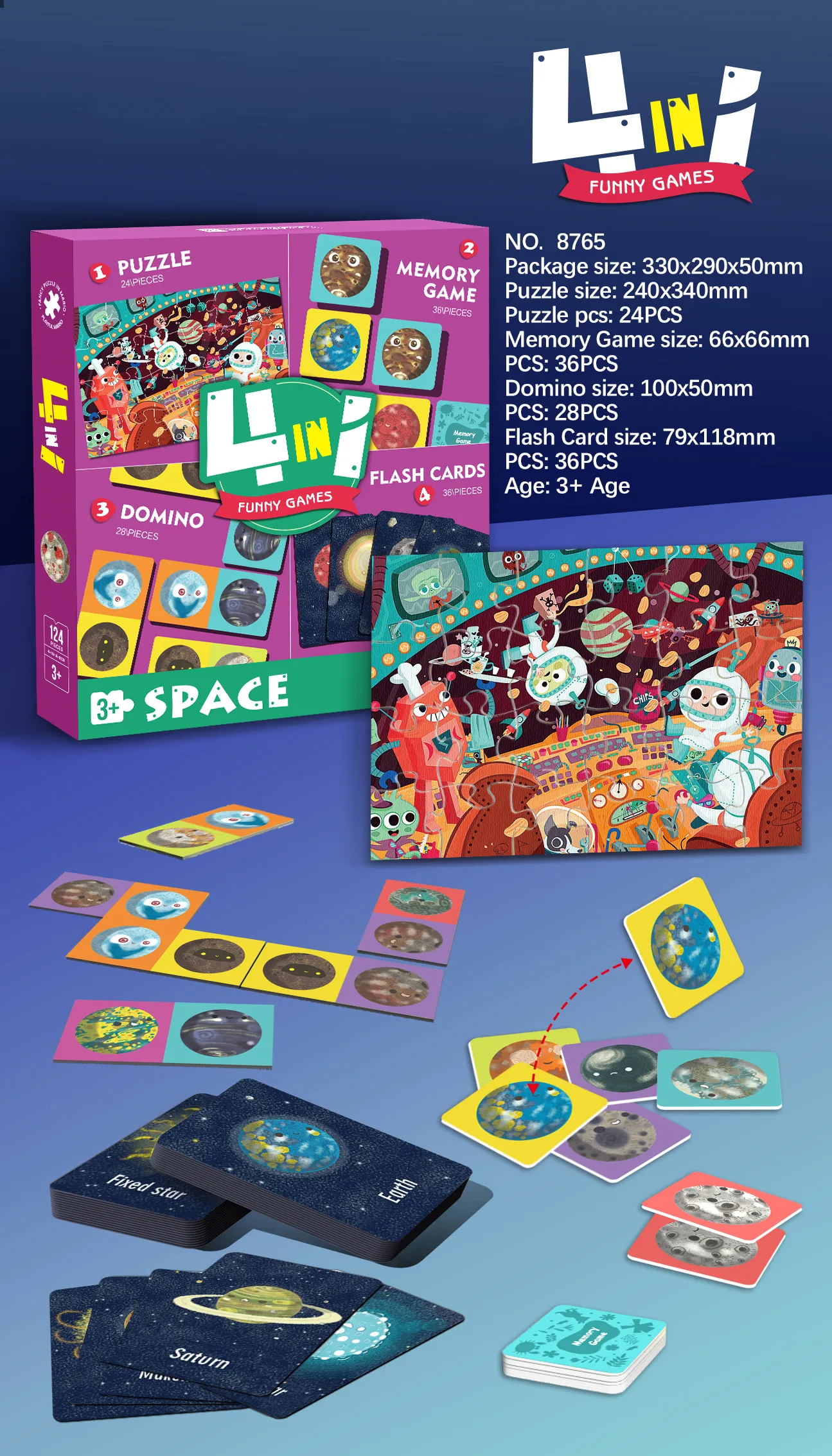 8765 4-in-1 Educational Puzzle Set_Space