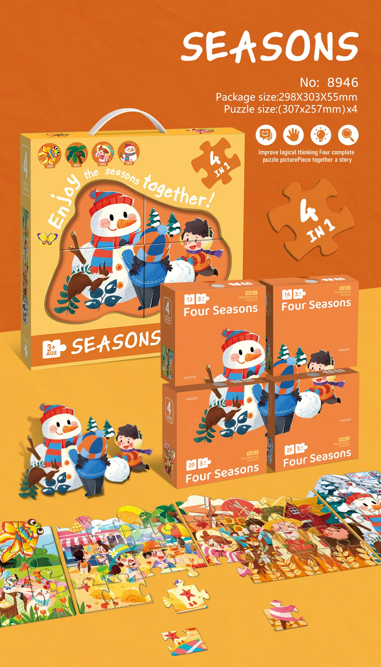 8946 4-in-1 Educational Puzzle Set_Seasons
