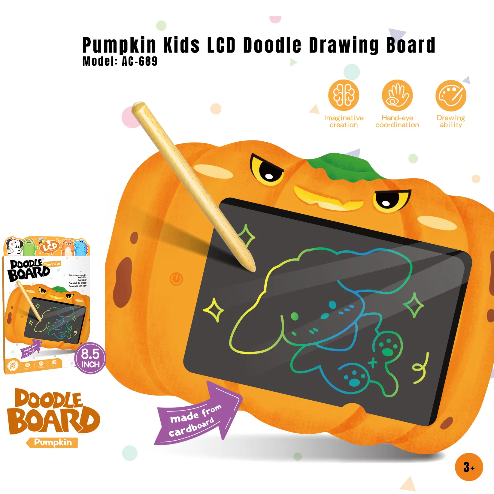 AC-689 Pumpkin Kids LCD Doodle Drawing Board_1-1