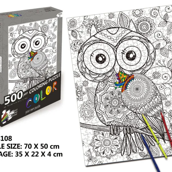 CP-8108 500-Piece Creative Coloring Puzzle Set - Owl