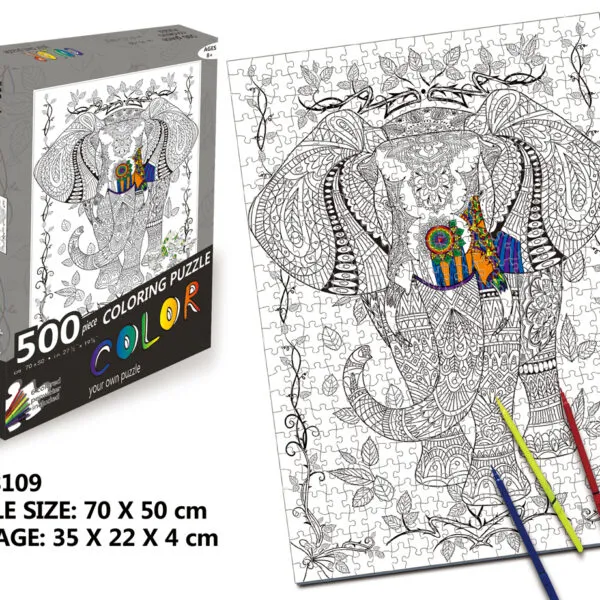 CP-8109 500-Piece Creative Coloring Puzzle Set - Elephant