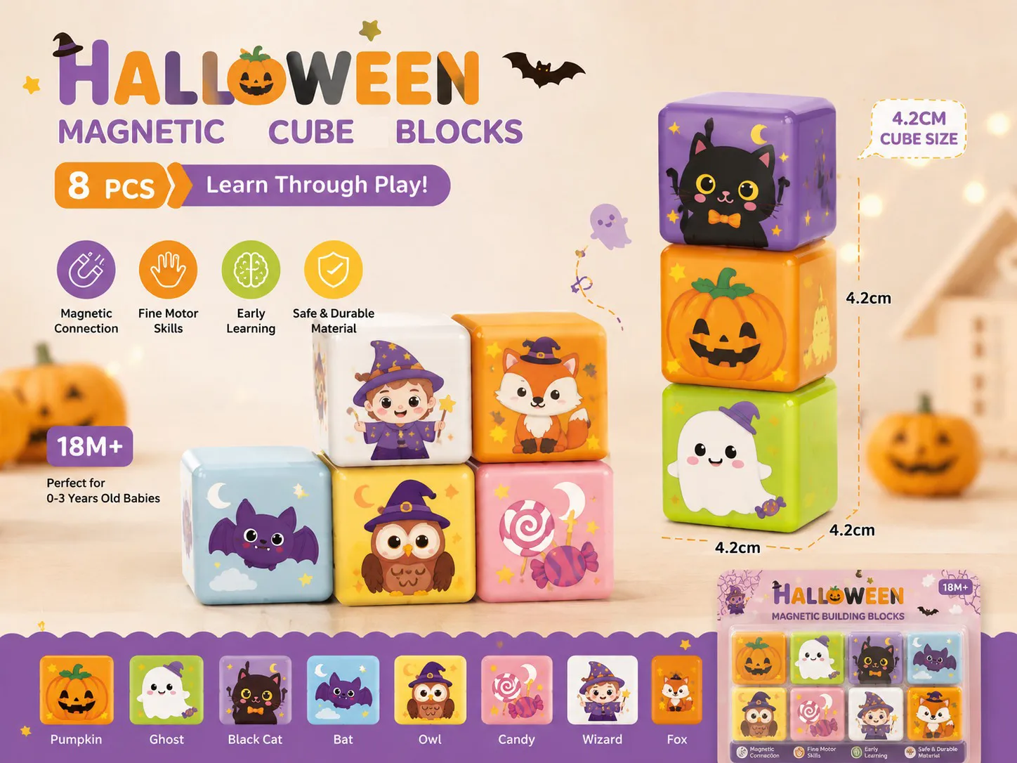 HT-1882 Halloween Magnetic Cube Blocks 5