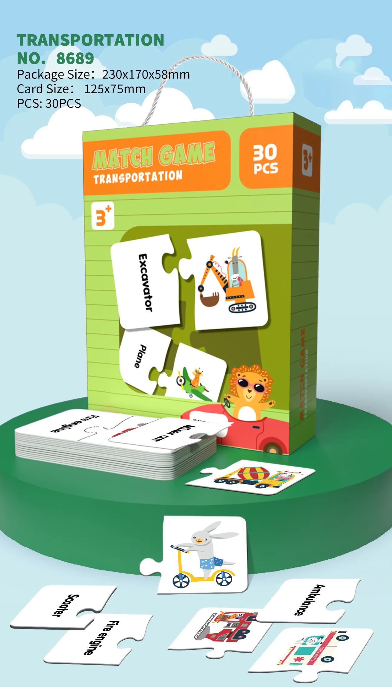 PP-8689 Kids Knowledge Matching Puzzle Game_Transportation