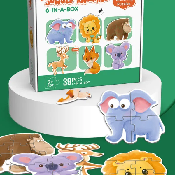 PP-8767 6-in-1 Matching Puzzle Set_Jungle Animals