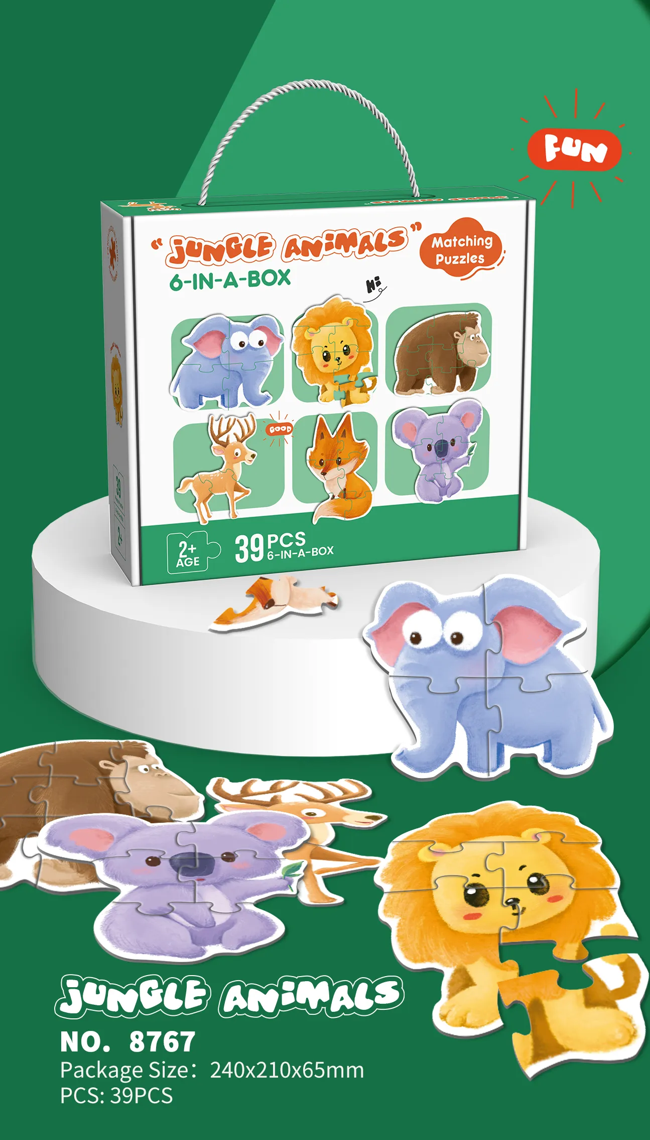 PP-8767 6-in-1 Matching Puzzle Set_Jungle Animals