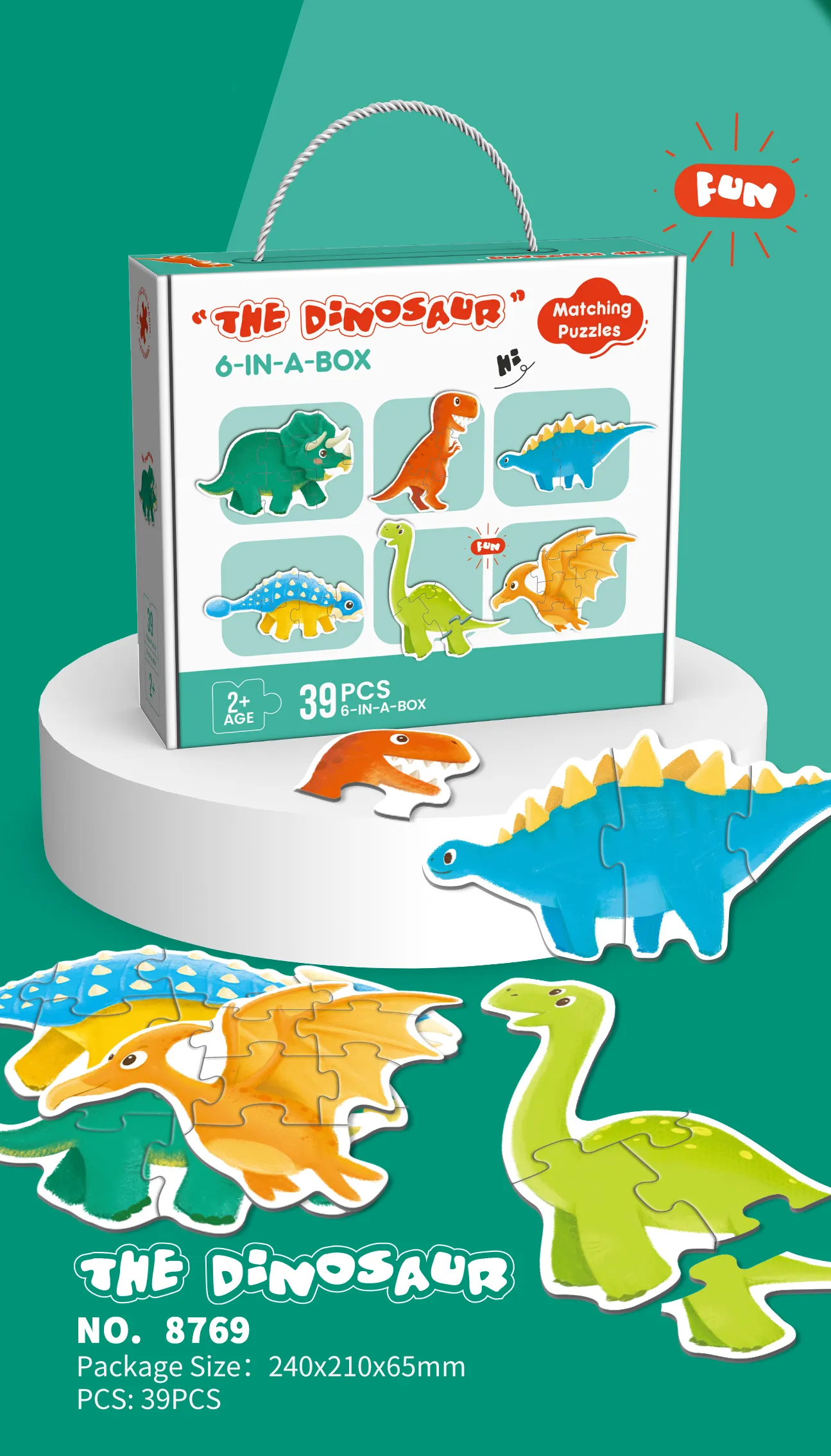 PP-8769 6-in-1 Matching Puzzle Set_The Dinosaur