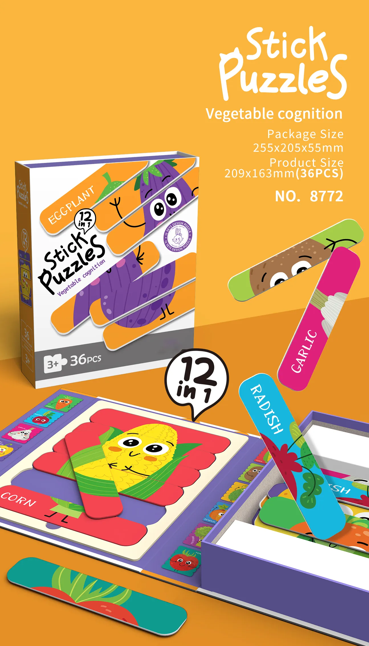 SP-8772 Magnetic Stick Puzzle Set_Vegetable Cognition