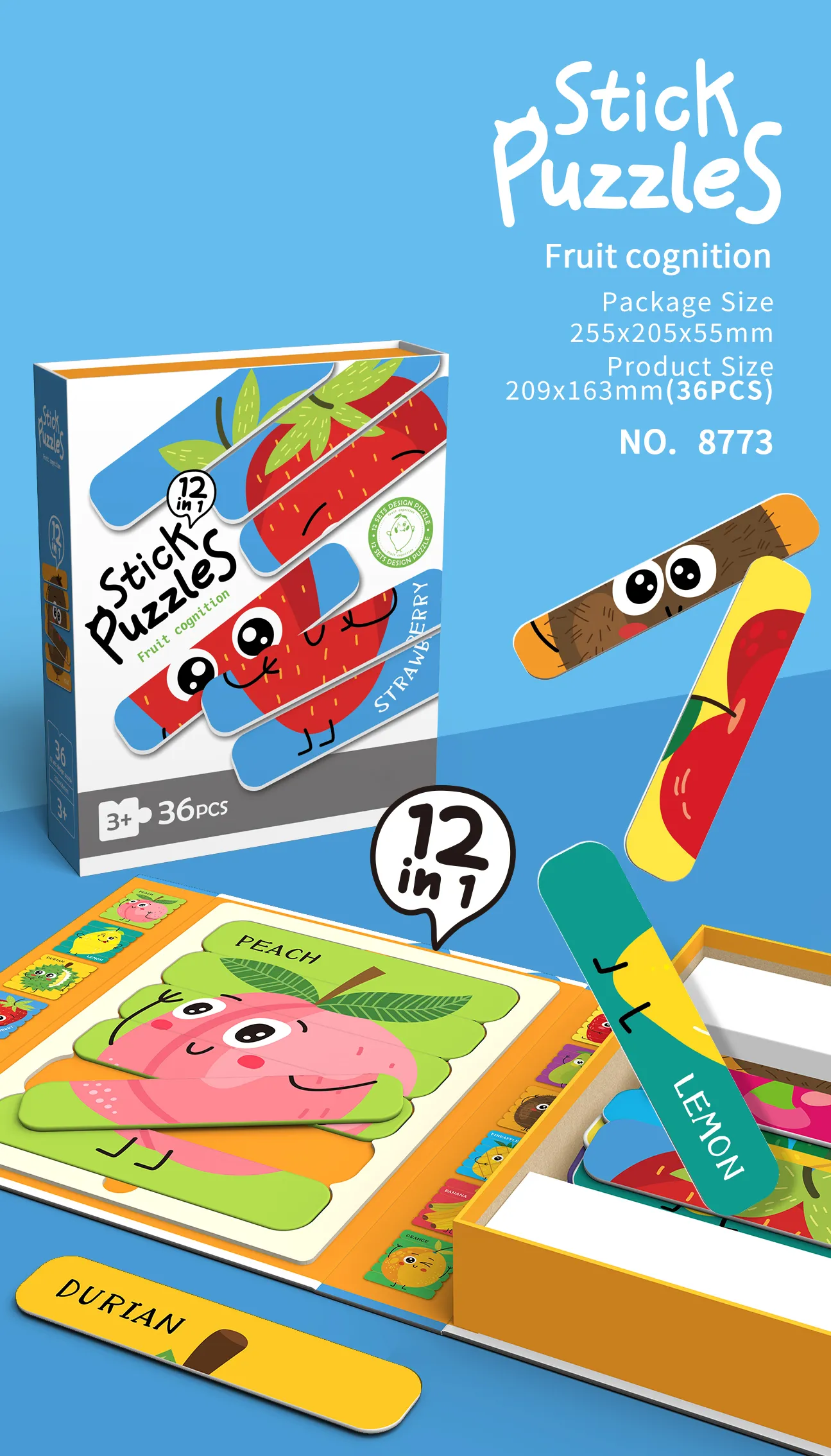 SP-8773 Magnetic Stick Puzzle Set_Fruit Cognition