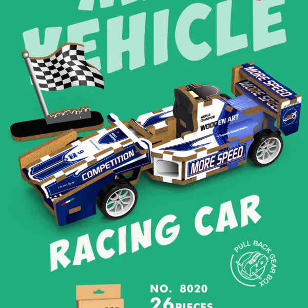 WP-8020 Mini Vehicle 3D Wooden Puzzle_Racing Car