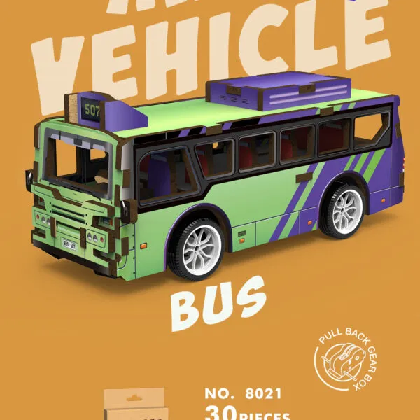 WP-8021 Mini Vehicle 3D Wooden Puzzle_Bus