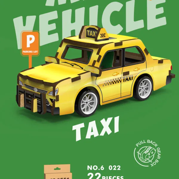 WP-8022 Mini Vehicle 3D Wooden Puzzle_Taxi