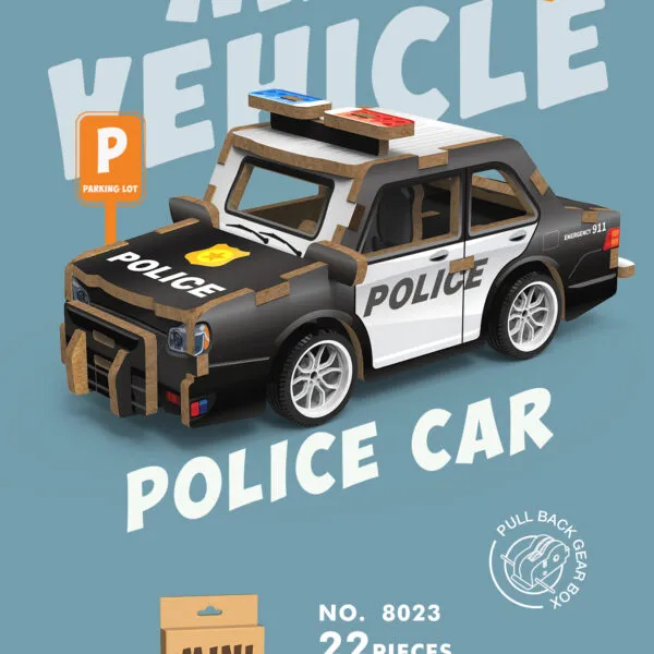 WP-8023 Mini Vehicle 3D Wooden Puzzle_Police Car