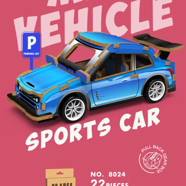 WP-8024 Mini Vehicle 3D Wooden Puzzle_Sports Car