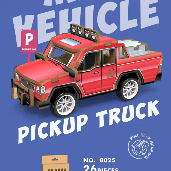 WP-8025 Mini Vehicle 3D Wooden Puzzle_Pickup Truck