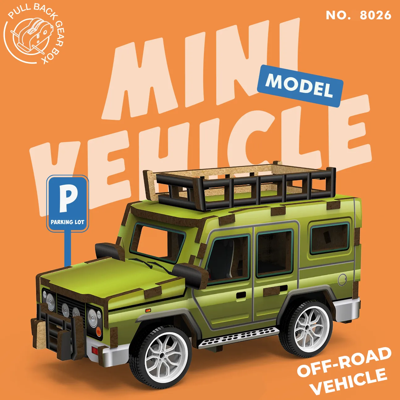 WP-8026 Mini Vehicle 3D Wooden Puzzle_Off-road Vehicle