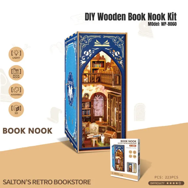 WP-8060 DIY Wooden Book Nook Kit_Bookstore