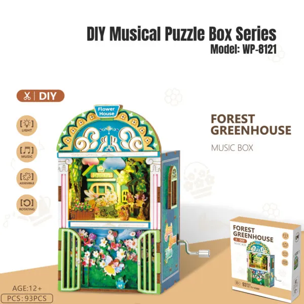 WP-8121 DIY Musical Puzzle Box Series_Forest Greenhouse